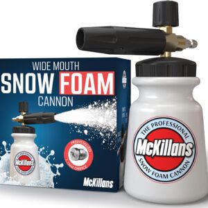 McKillans Foam Cannon for Pressure Washer (Wide Mouth) – Car Wash Snow Foam Cannon Lance Pressure Washer Soap Dispenser for Car Washing with Adjustable Thick Foam + 1/4 Quick Connector