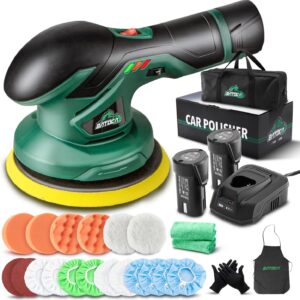BATOCA – Cordless Car Buffer Polisher – 2pcs 2.0Ah 12V Lithium-ion Rechargeable Battery Powered Brushless Polisher with 6 Variable Speed, DA Orbital Buffer for Car Detailing, Polishing, Waxing