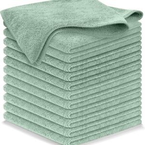 USANOOKS Microfiber Cleaning Cloth – Sea Green – 12Pcs (12.5×12.5 inch) High Performance – 1200 Washes, Ultra Absorbent Car Towel Traps Grime & Liquid for Streak-Free Mirror Shine – car Washing Cloth